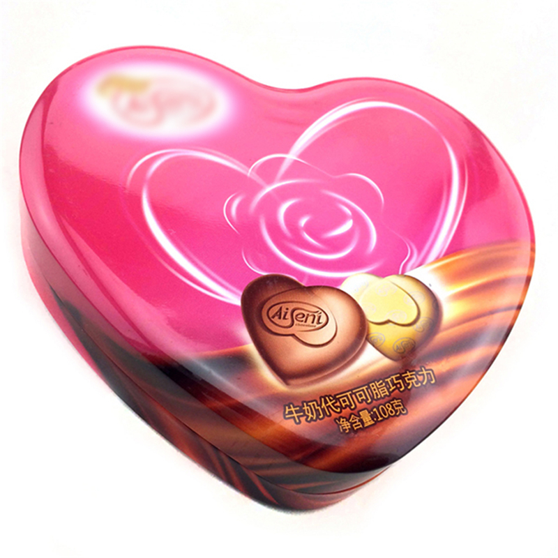 음식 등급 심장 모양의 초콜릿 사탕 깡통 상자