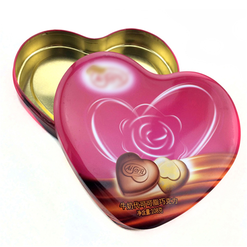 음식 등급 심장 모양의 초콜릿 사탕 깡통 상자