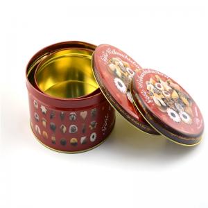 양각 로고가 새겨진 둥근 쿠키 비스킷 깡통 상자 인쇄