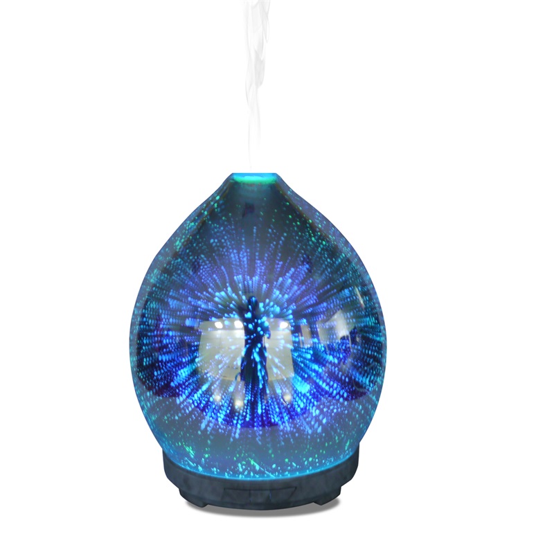 레인보우 아름다운 3D 유리 불꽃 홈 향기 가습기 아로마 디퓨저