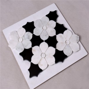 hsc62 아름다운 검은 것이 흰 꽃 타일 욕실 대리석 모자이크 타일 벽 타일