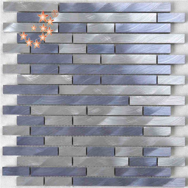 혼합 색상 실버 보라색 스트립 알루미늄 금속 모자이크 벽 타일 주방 Splashback
