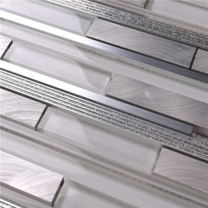 슈퍼 화이트 유리 \u0026 Alu 욕실 벽 모자이크 타일