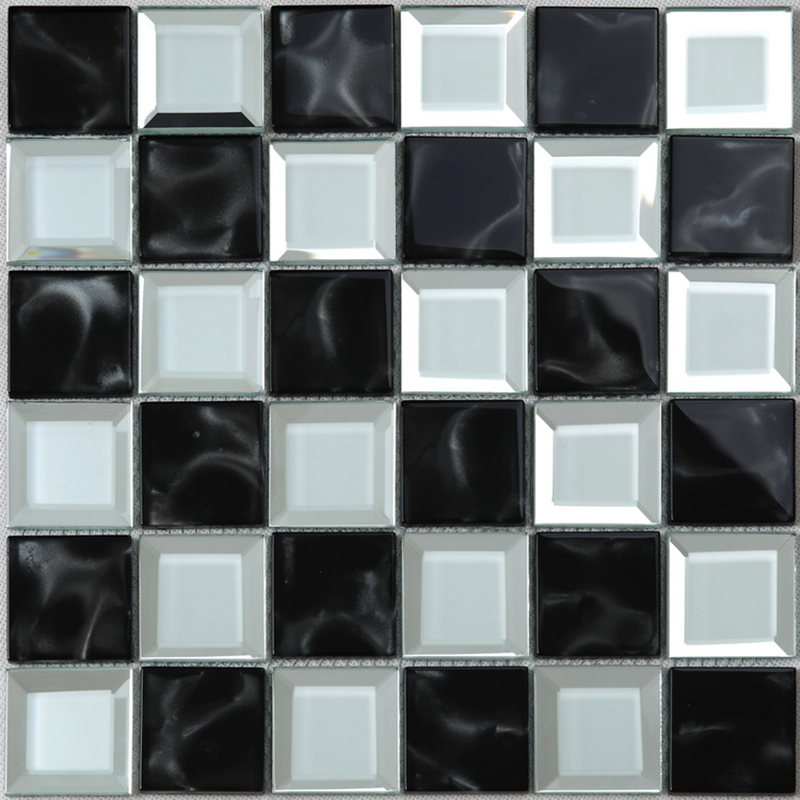 주방 욕실 흑백 경 사진 모서리 거울 유리 모자이크 벽 타일 체스