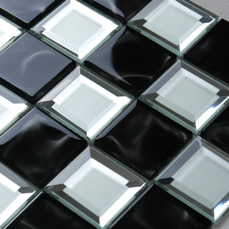주방 욕실 흑백 경 사진 모서리 거울 유리 모자이크 벽 타일 체스