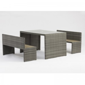 알루미늄 등나무 사각형 테이블 공원 벤치 야외 가구 우산의 구멍으로 설정