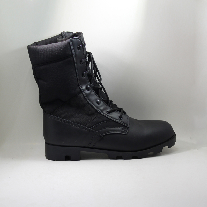 검은 가죽 고무 Outsole 군사 군대 전투 부츠