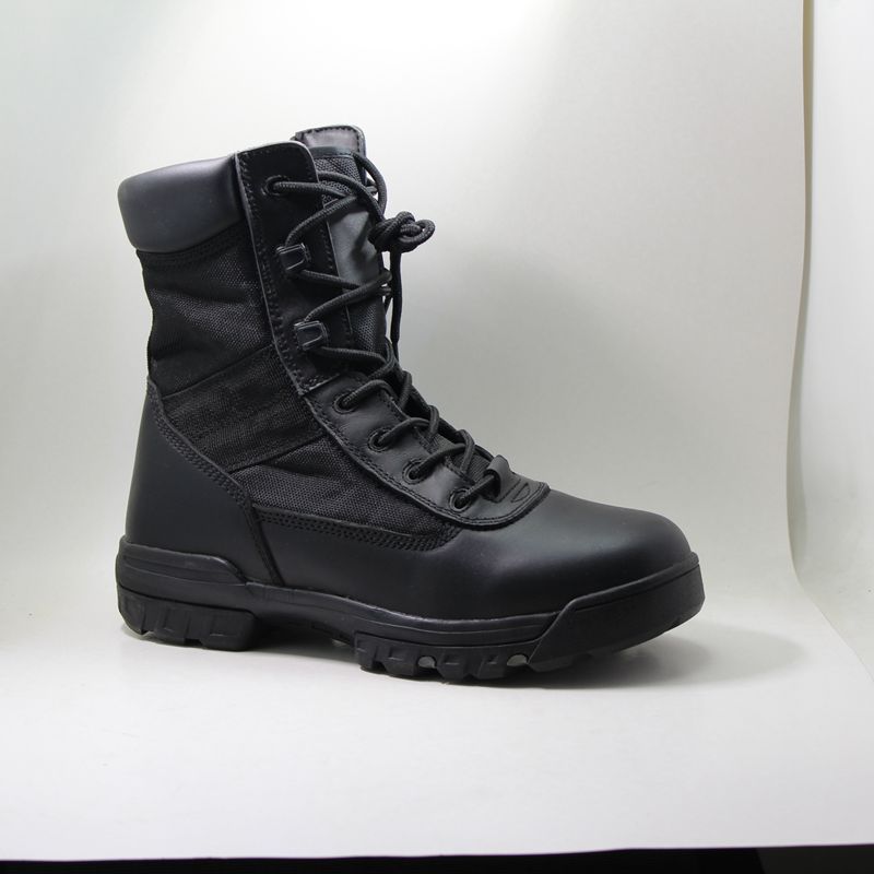 Mens Black Combat 부츠와 PU 코팅 가죽