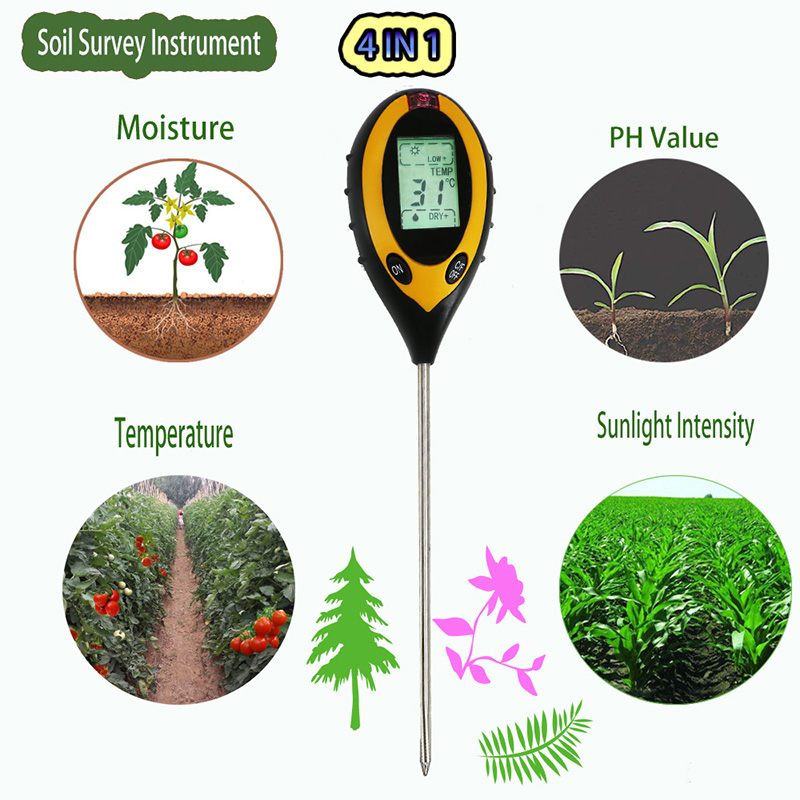 신뢰할 수있는 품질 가정 장식 식물 온도 및 PH 값 온도계