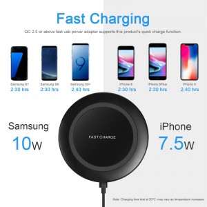 전화를위한 7.5W 거울 소형 둥근 제나라 무선 충전기를 판매하는 KPS-9502HCHot