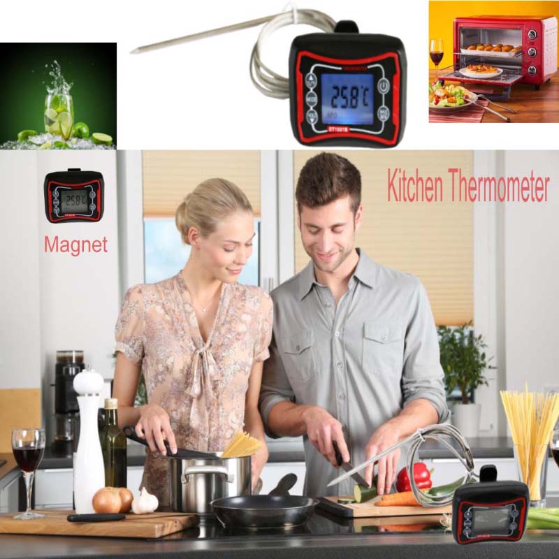 스테인레스 스틸 Tempera 표준 실버와 대형 LCD 디지털 요리 고기 흡연자 오븐 주방 그릴 온도계