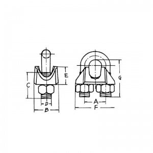 아연 도금 미국 유형 전성 ​​와이어 로프 클립