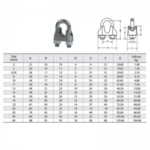 DIN 741 아연 도금 전선 밧줄 클립