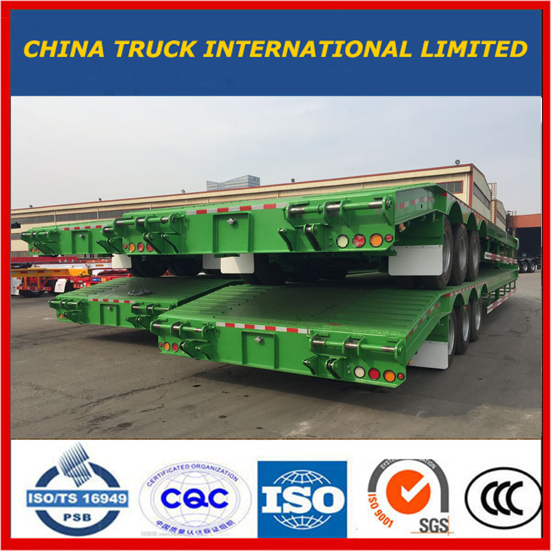 Green 3 axles 굴삭기 운송 Gooseneck Lowboy 로우 침대 로우 침대 세미 트레일러