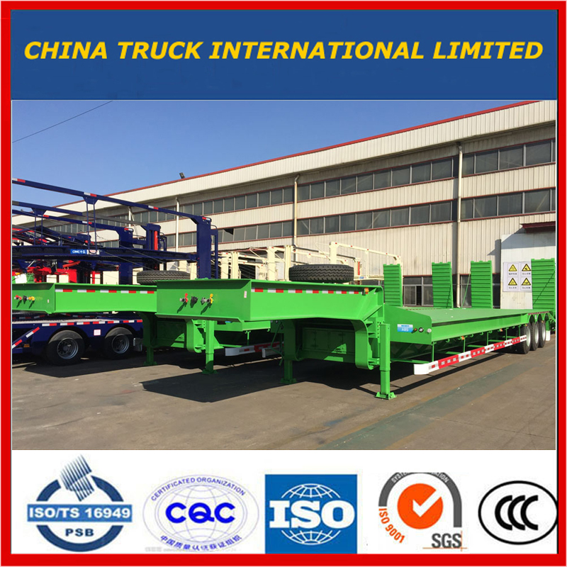 Green 3 axles 굴삭기 운송 Gooseneck Lowboy 로우 침대 로우 침대 세미 트레일러