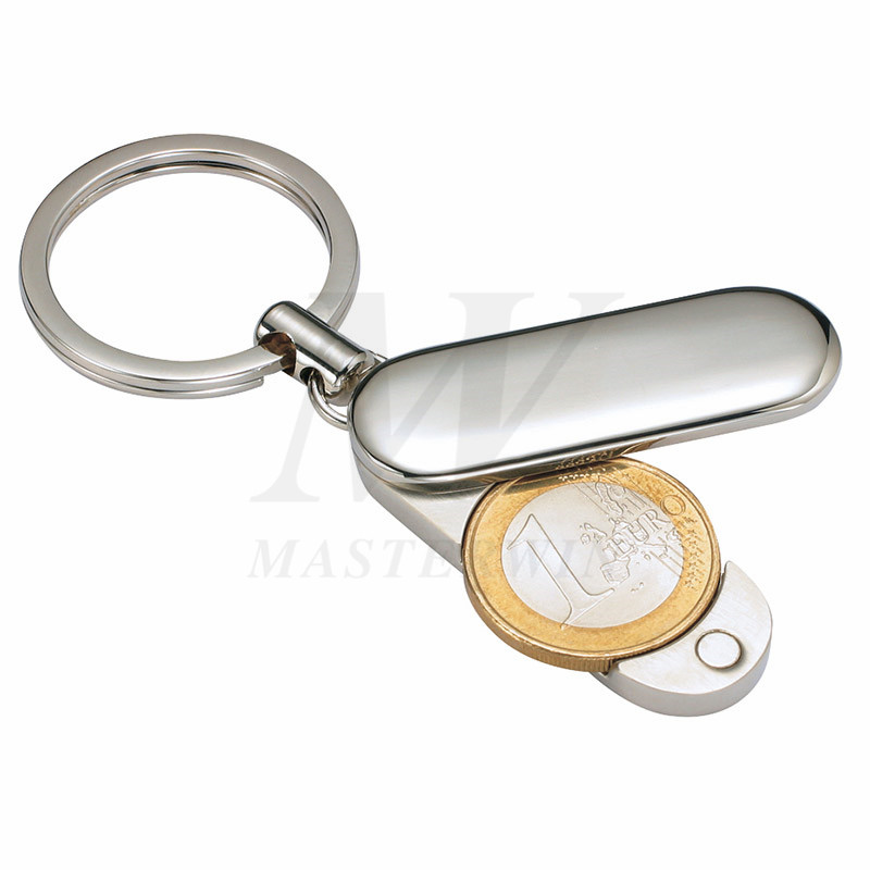 유로 동전 보관소가있는 금속 열쇠 고리 (1 달러짜리 동전) _B62729