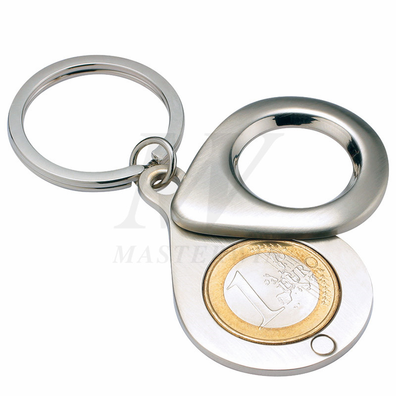 유로 동전 보관소가있는 금속 열쇠 고리 (1 달러짜리 동전) _B62730