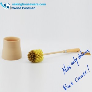 Akbrand 변기 브러시 세트 서리 낀 홀더와 비치 핸들