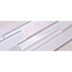 HSD131 뜨거운 판매 최신 디자인 화이트 카라 라 대리석 혼합 된 유리 모자이크 부엌 Backsplash 지하철 타일