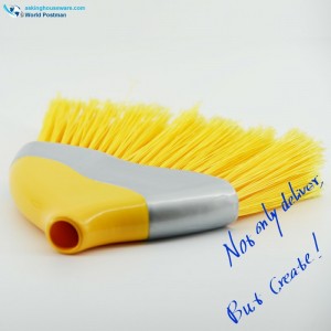 삼각형 브러시 보드와 긴 Acclivitous Bristles가있는 Akbrand 플라스틱 빗자루 헤드