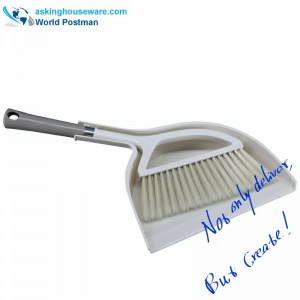 반달 모양의 빗자루가있는 Akbrand Dustpan 브러시 빗자루