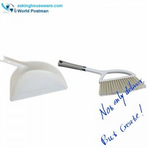 반달 모양의 빗자루가있는 Akbrand Dustpan 브러시 빗자루