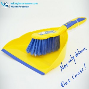 덤프 팬 입구에서 TPR 라인이있는 Akbrand Dustpan 브러시 빗자루 TPR 핸들