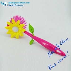 Akbrand 핑크 색상 주방 접시 청소 브러쉬 해바라기 장식