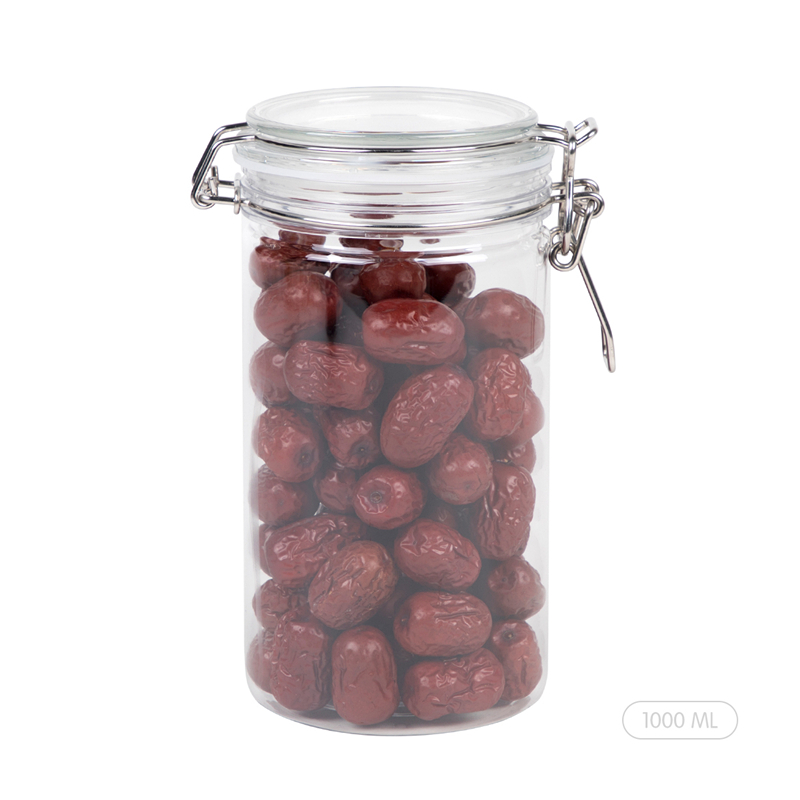 기밀 클램프 뚜껑이 달린 1000ml PET 재료 식품 보관 용기