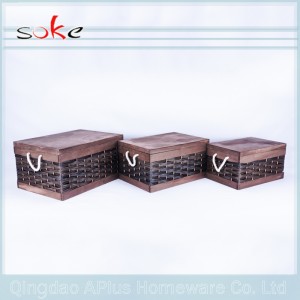 천연 PE 등나무 손잡이 짠 저장소 함