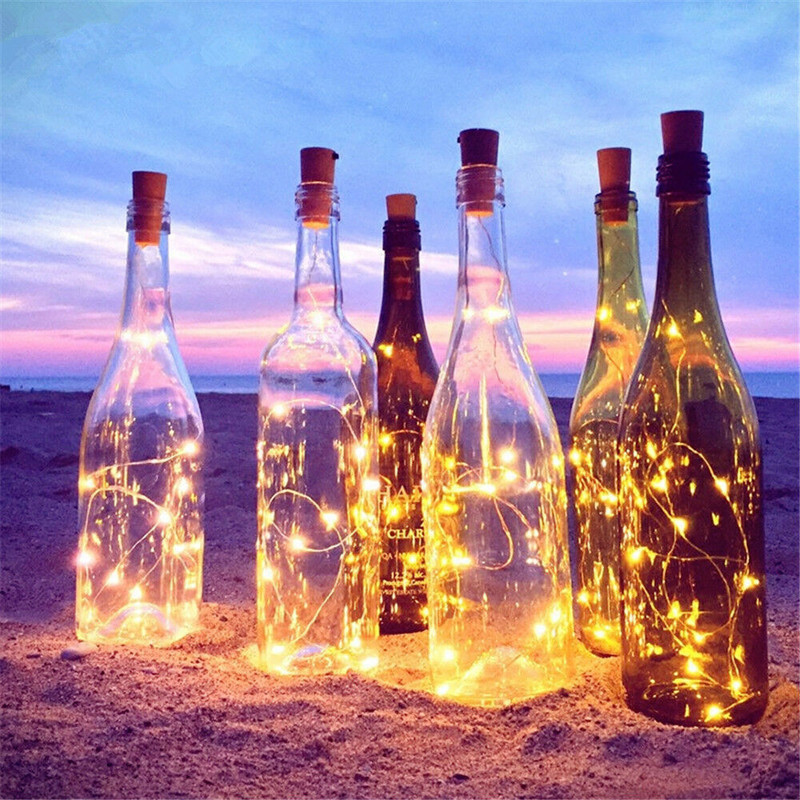20 LED 스트립 와인 병 램프 요정 조명 코르크 문자열 와이어 2m 파티 결혼식