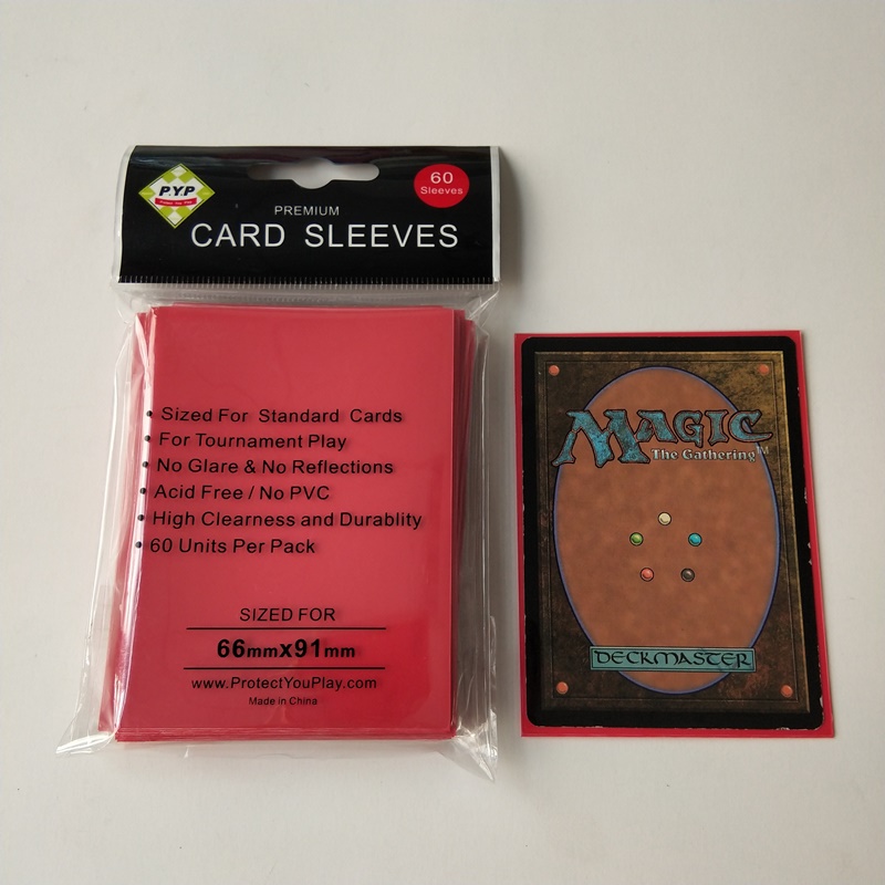 66x91mm 단색 빨강 표준 크기 MTG / 포켓몬 게임 카드 데크 보호 장치
