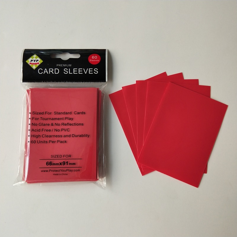 66x91mm 단색 빨강 표준 크기 MTG / 포켓몬 게임 카드 데크 보호 장치