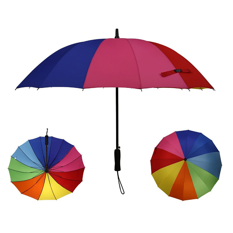 도매 무지개 상품 선물 명주 직물 16K 스트레이트 자동 비가 우산