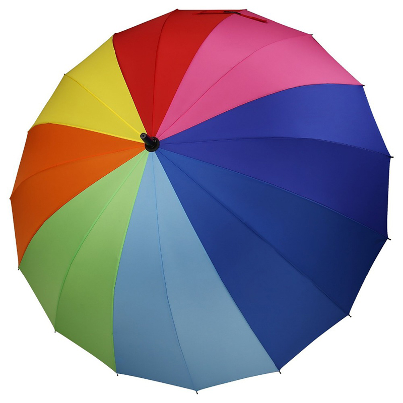 16 갈비뼈 레인보우 회사 선물 금속 갈비뼈 자동 열기 기능을 가진 우산 직선 우산