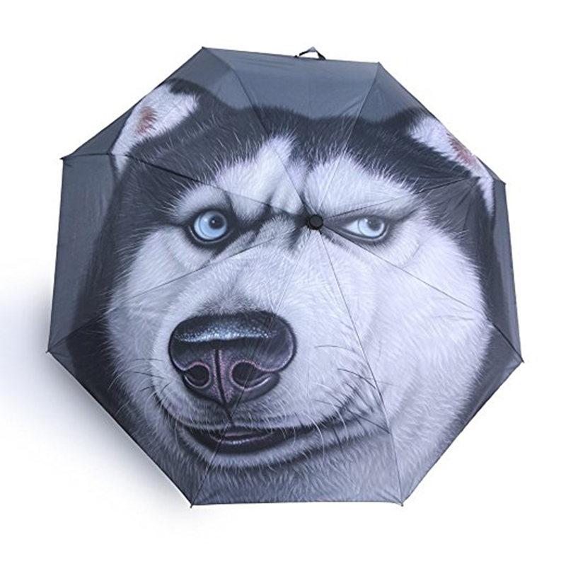 디지털 인쇄 동물 그림 자동 열고 자동 3 접는 우산 닫기