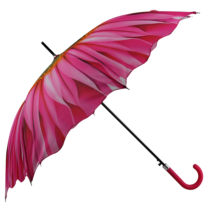 사용자 지정 디자인 꽃 인쇄 가장자리와 직선 도매 마케팅 우산