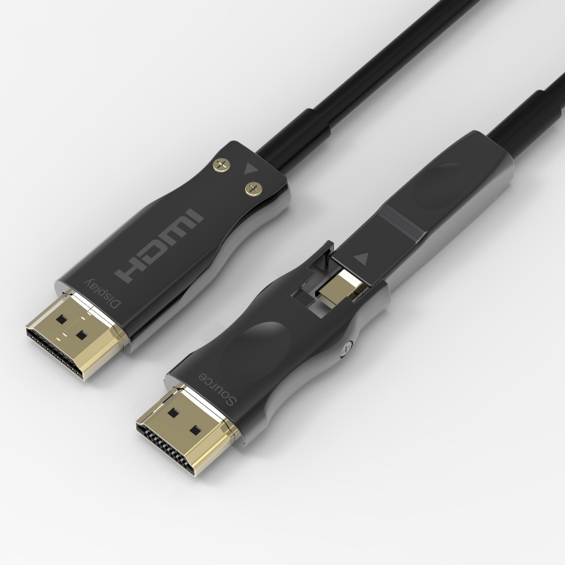 탈착 가능한 광섬유 HDMI 케이블, 듀얼 마이크로 HDMI 및 표준 HDMI 커넥터가있는 4K 60Hz 18Gbps 고속 지원