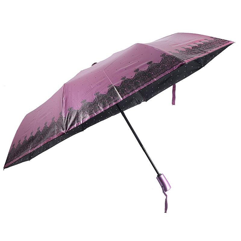 핑크 uv 컬러 인쇄 3 겹 우산 풀 오픈 기능