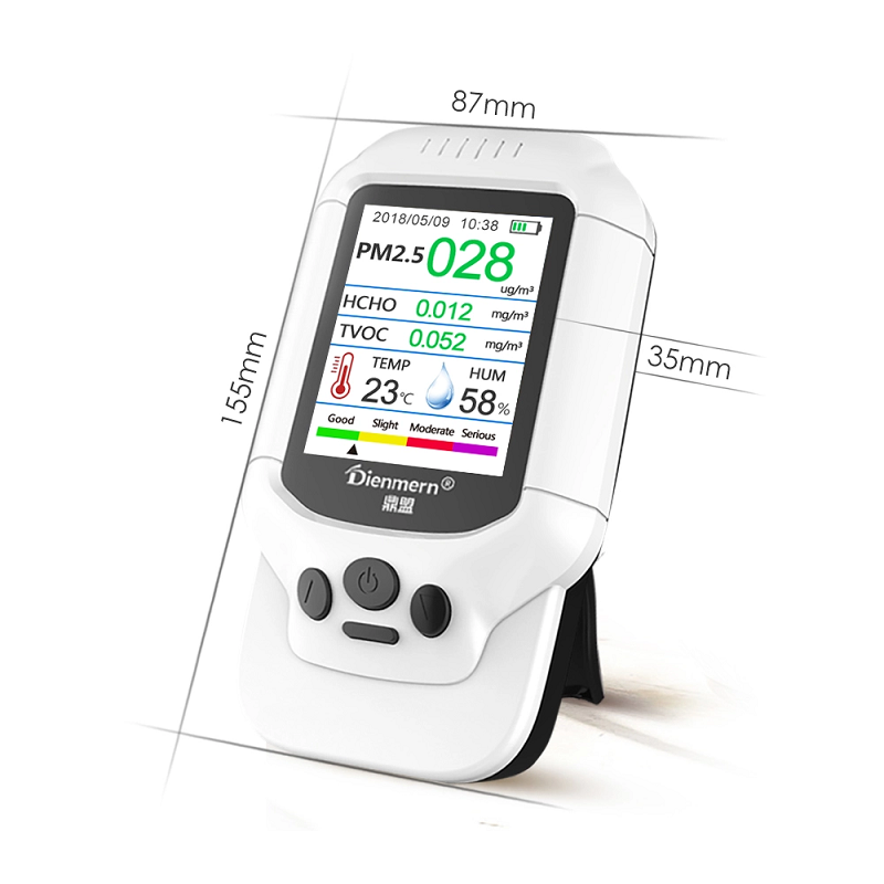 공기 품질 모니터 TVOC / AQI / TEMP / HUM이있는 포름 알데히드 (HCHO) 검출기 테스트 데이터 모니터 대기 질 PM2.5 / PM10