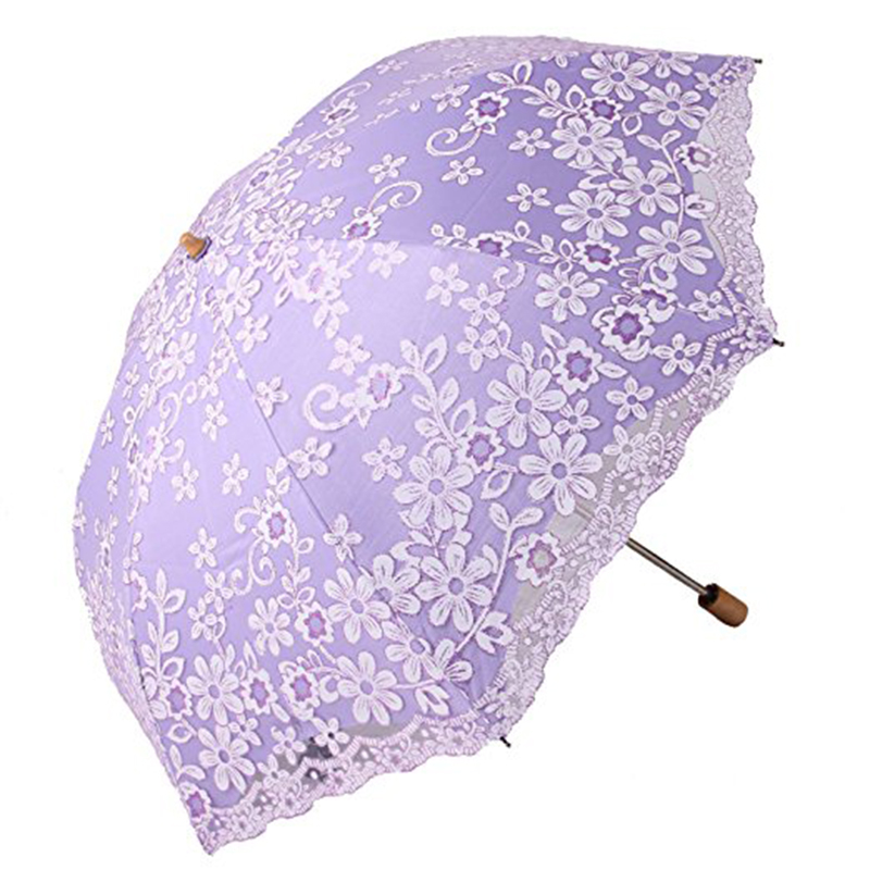 2019는 나무 손잡이와 파라솔 레이스 우산 3 배 우산을 제조하고 있습니다