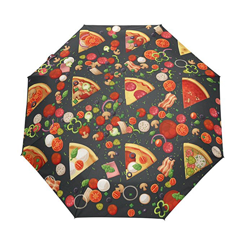 피자 재미 있은 printing 선전용 선물 품목 주문 로고 인쇄 3 배 자동 열리는 자동 닫히는 우산