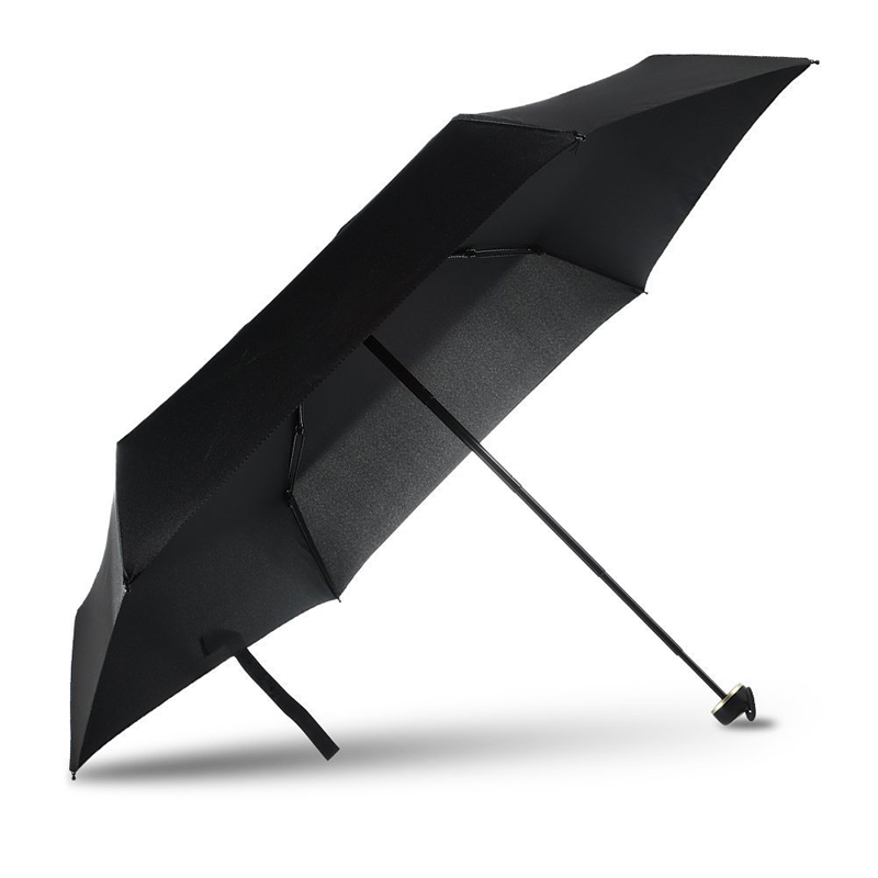 블랙 명주 패브릭 금속 프레임 플라스틱 손잡이 오픈 5 배 미니 포켓 우산
