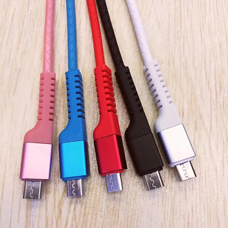 마이크로 USB, C 형, iPhone 번개 충전 및 동기화 용 원형 TPE USB 케이블 고속 충전
