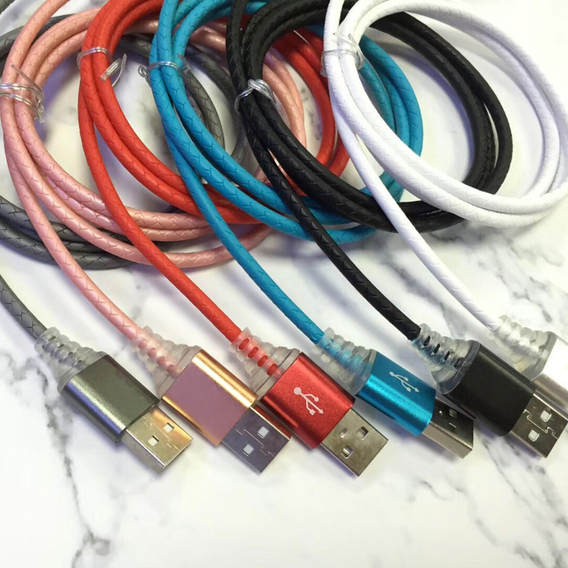 LED와 함께 빠른 마이크로 USB, 유형 C, 아이폰 번개 충전 및 동기화에 대 한 라운드 USB 케이블 충전