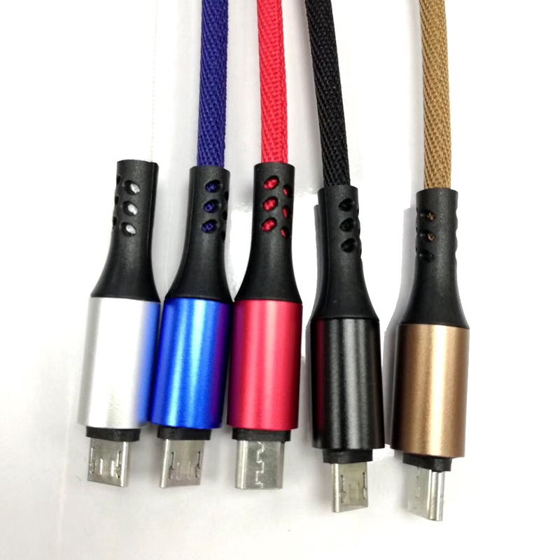 Micro USB, C 타입, iPhone 번개 충전 및 동기화 용 USB 2.0 데이터 케이블에 고속으로 꼰 Braided Micro