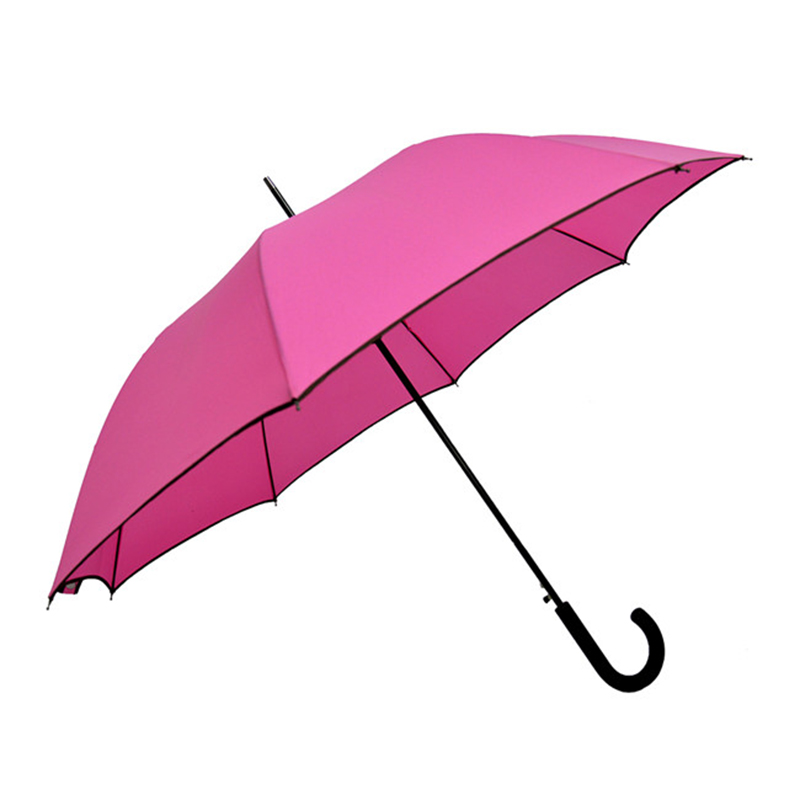 중국 공급 업체 명주 패브릭 금속 프레임 자동 열기 핑크 스트레이트 우산