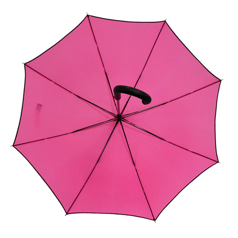 중국 공급 업체 명주 패브릭 금속 프레임 자동 열기 핑크 스트레이트 우산