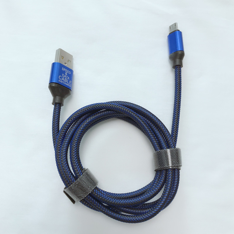 생선 그물 와이어 꼰 라운드 알루미늄 하우징 마이크로 USB, C 형, 아이폰 번개 충전 및 동기화를위한 USB 케이블