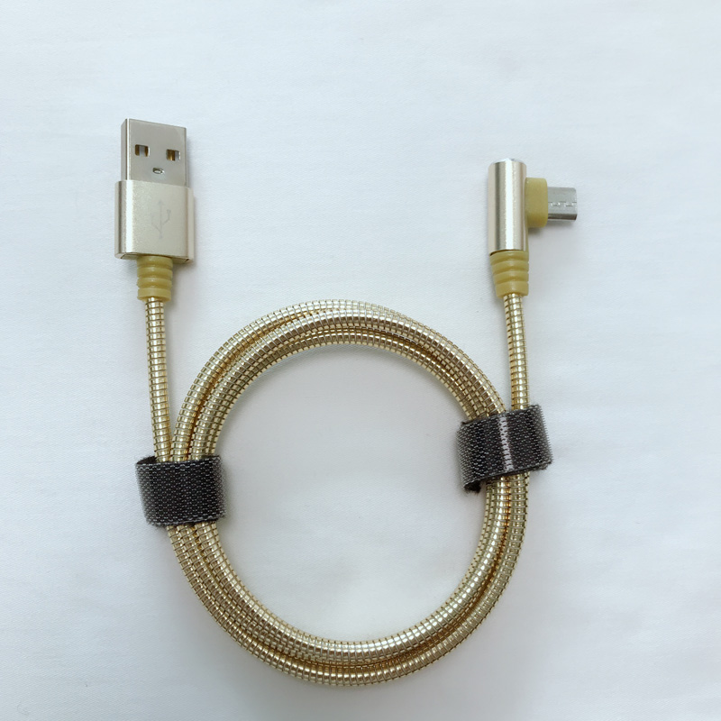 USB 2.0 메탈 튜브 케이블 라운드 알루미늄 하우징 충전 마이크로 USB, C 타입, iPhone 번개 충전 및 동기화 용 USB 케이블